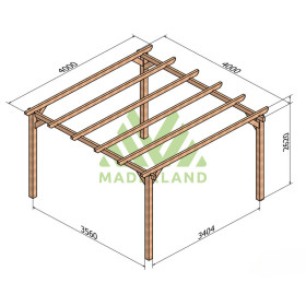 Pergola autoportée Sitges en bois lamellé-collé de 16 m² - 4 x 4 m – Sans toiture