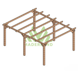 Pergola autoportée Sitges en bois laminé collé de 20 m² - 5 x 4 m – Sans toiture