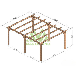 Pergola autoportée Sitges en bois laminé collé de 20 m² - 5 x 4 m – Sans toiture