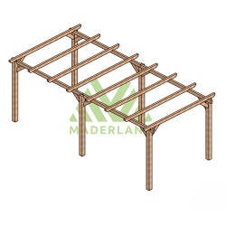 Pergola autoportée Sitges en bois laminé collé de 18 m² - 6 x 3 m – Sans toiture
