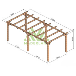 Pergola autoportée Sitges en bois laminé collé de 18 m² - 6 x 3 m – Sans toiture