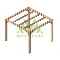 Pergola autoportée Santander en bois laminé collé de 9 m² - 3 x 3 m – Sans toiture