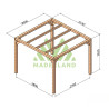 Pergola autoportée Santander en bois laminé collé de 9 m² - 3 x 3 m – Sans toiture