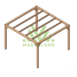 Pergola autoportée Santander en bois laminé collé de 16 m² - 4 x 4 m – Sans toiture