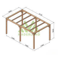 Pergola autoportée Santander en bois laminé collé de 15 m² - 5 x 3 m – Sans toiture