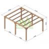 Pergola autoportée Santander en bois laminé collé de 20 m² - 5 x 4 m – Sans toiture
