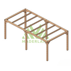 Pergola autoportée Santander en bois laminé collé de 18 m² - 6 x 3 m – Sans toiture