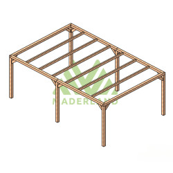 Pergola autoportée Santander en bois laminé collé de 24 m² - 6 x 4 m – Sans toiture