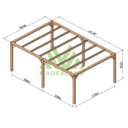 Pergola autoportée Santander en bois laminé collé de 24 m² - 6 x 4 m – Sans toiture