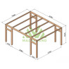 Pergola autoportée Grenada en bois laminé collé de 20 m² - 5 x 4 m – Sans toiture