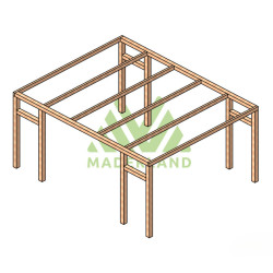 Pergola autoportée Grenada en bois laminé collé de 20 m² - 5 x 4 m – Sans toiture
