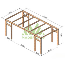 Pergola autoportée Grenada en bois laminé collé de 18 m² - 6 x 3 m – Sans toiture