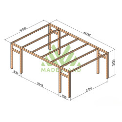 Pergola autoportée Grenada en bois laminé collé de 24 m² - 6 x 4 m – Sans toiture