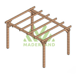 Pergola autoportée Valencia en bois laminé collé de 12 m² - 4 x 3 m – Sans toiture