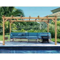 Pergola autoportée Valencia en bois laminé collé de 12 m² - 4 x 3 m – Sans toiture