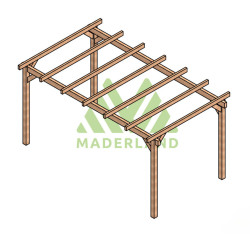 Pergola autoportée Valencia en bois laminé collé de 15 m² - 5 x 3 m – Sans toiture