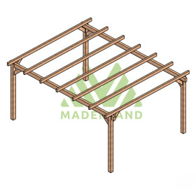 Pergola autoportée Valencia en bois lamellé-collé de 20 m² - 5 x 4 m – Sans toiture