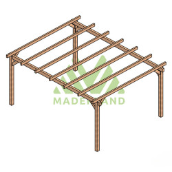 Pergola autoportée Valencia en bois laminé collé de 20 m² - 5 x 4 m – Sans toiture