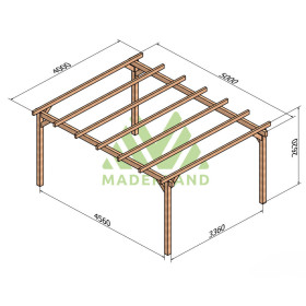 Pergola autoportée Valencia en bois lamellé-collé de 20 m² - 5 x 4 m – Sans toiture
