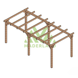 Pergola autoportée Valencia en bois laminé collé de 18 m² - 6 x 3 m – Sans toiture