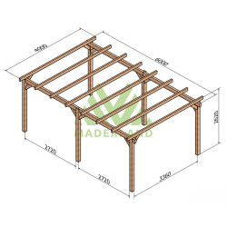Pergola autoportée Valencia en bois laminé collé de 24 m² - 6 x 4 m – Sans toiture