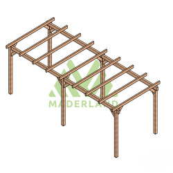 Pergola autoportée Valencia en bois laminé collé de 21 m² - 7 x 3 m – Sans toiture