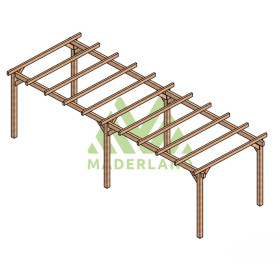 Pergola autoportée Valencia en bois lamellé-collé de 24 m² - 8 x 3 m – Sans toiture