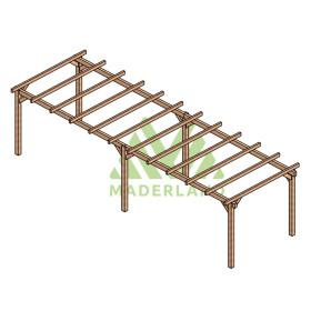 Pergola autoportée Valencia en bois lamellé-collé de 27 m² - 9 x 3 m – Sans toiture