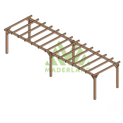 Pergola autoportée Valencia en bois laminé collé de 30 m² - 10 x 3 m – Sans toiture