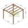 Pergola autoportée Alicante en bois laminé collé de 9 m² - 3 x 3 m – Sans toiture