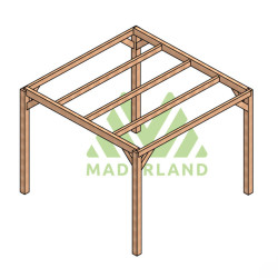 Pergola autoportée Alicante en bois laminé collé de 9 m² - 3 x 3 m – Sans toiture