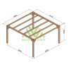Pergola autoportée Alicante en bois laminé collé de 16 m² - 4 x 4 m – Sans toiture