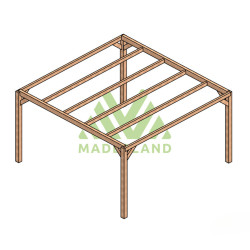 Pergola autoportée Alicante en bois laminé collé de 16 m² - 4 x 4 m – Sans toiture