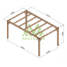 Pergola autoportée Alicante en bois laminé collé de 15 m² - 5 x 3 m – Sans toiture