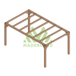 Pergola autoportée Alicante en bois laminé collé de 15 m² - 5 x 3 m – Sans toiture
