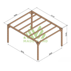 Pergola autoportée Alicante en bois laminé collé de 20 m² - 5 x 4 m – Sans toiture