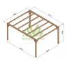 Pergola autoportée Alicante en bois laminé collé de 20 m² - 5 x 4 m – Sans toiture