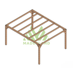 Pergola autoportée Alicante en bois laminé collé de 20 m² - 5 x 4 m – Sans toiture