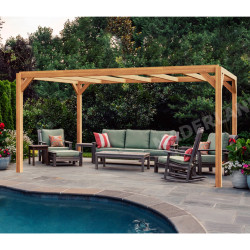 Pergola autoportée Alicante en bois laminé collé de 20 m² - 5 x 4 m – Sans toiture