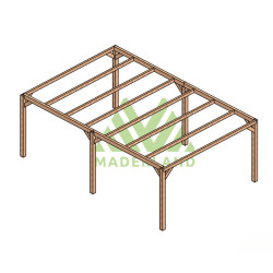 Pergola autoportée Alicante en bois laminé collé de 24 m² - 6 x 4 m – Sans toiture