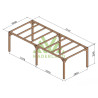 Pergola autoportée Alicante en bois laminé collé de 21 m² - 7 x 3 m – Sans toiture