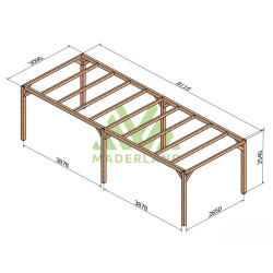 Pergola autoportée Alicante en bois laminé collé de 24 m² - 8 x 3 m – Sans toiture