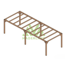 Pergola autoportée Alicante en bois laminé collé de 24 m² - 8 x 3 m – Sans toiture