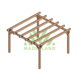 Pergola autoportée Marsella en bois laminé collé de 16 m² - 4 x 4 m – Sans toiture