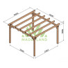 Pergola autoportée Marsella en bois laminé collé de 16 m² - 4 x 4 m – Sans toiture