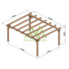 Pergola autoportée Marsella en bois laminé collé de 20 m² - 5 x 4 m – Sans toiture