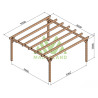Pergola autoportée Marsella en bois laminé collé de 25 m² - 5 x 5 m – Sans toiture