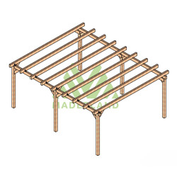 Pergola autoportée Marsella en bois laminé collé de 30 m² - 6 x 5 m – Sans toiture
