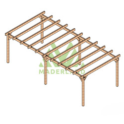 Pergola autoportée Marsella en bois laminé collé de 32 m² - 8 x 4 m – Sans toiture