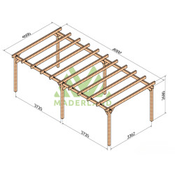 Pergola autoportée Marsella en bois laminé collé de 32 m² - 8 x 4 m – Sans toiture